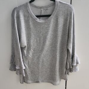 Alya Gray Ruffled Bell Sleeve Hoodie